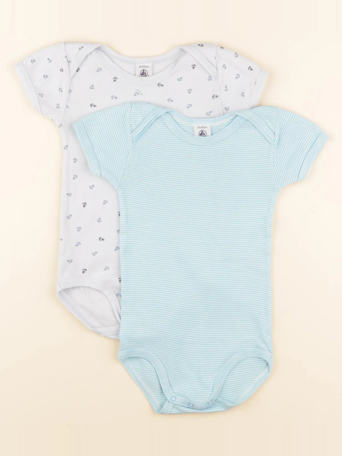 Petit Bateau - lot de 2 bodies en coton bleu - 24 mois