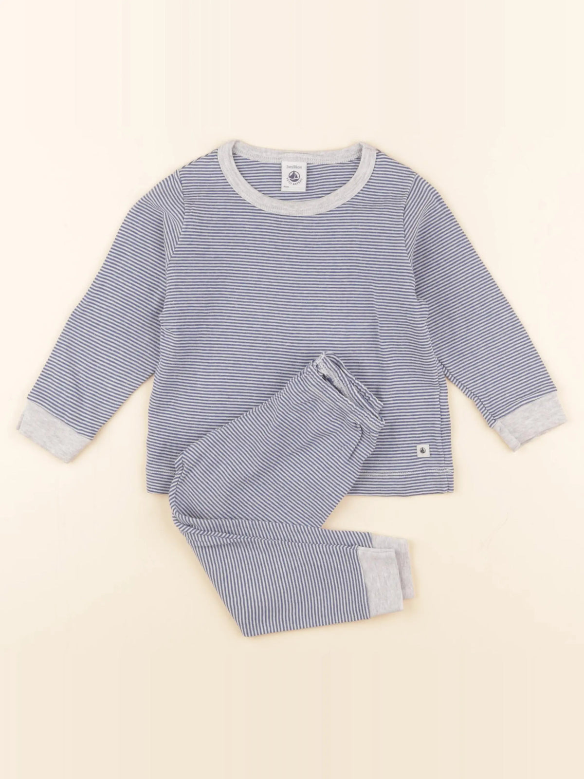 Petit Bateau - pyjama coton bleu - 2 ans