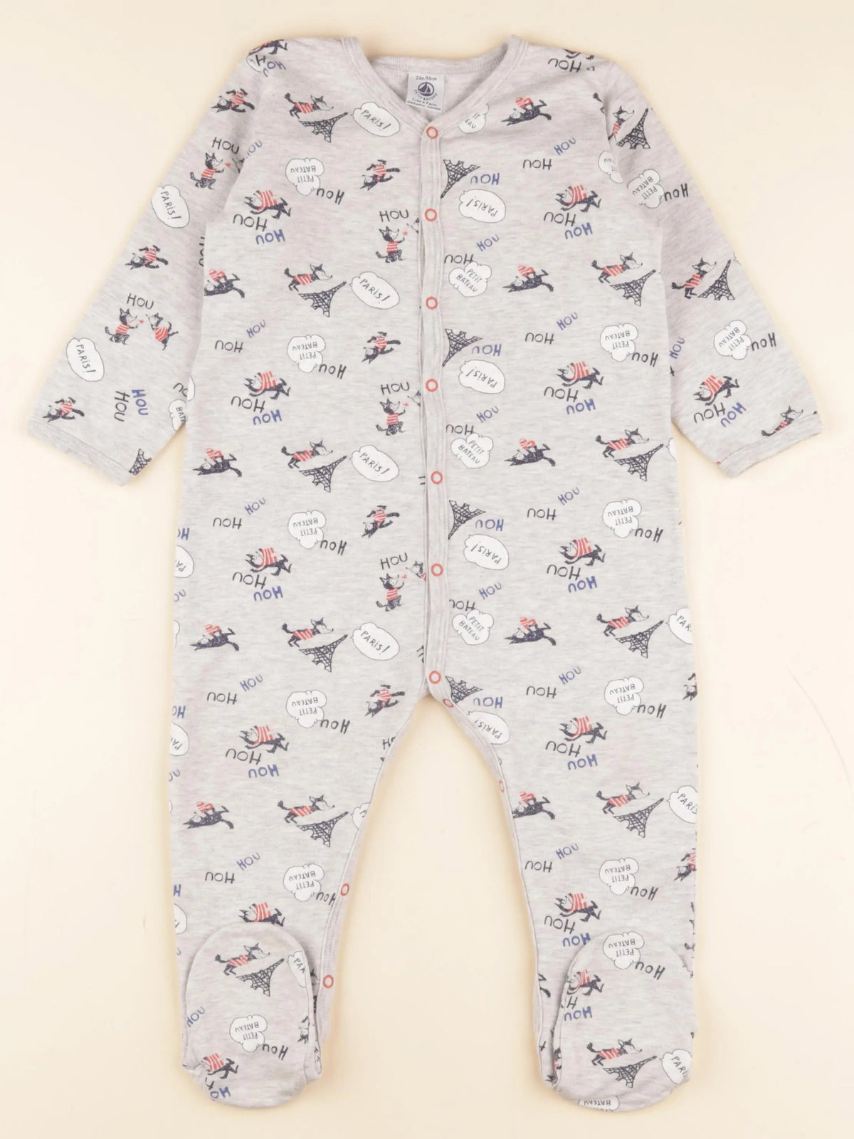 Petit Bateau - pyjama coton gris - 24 mois