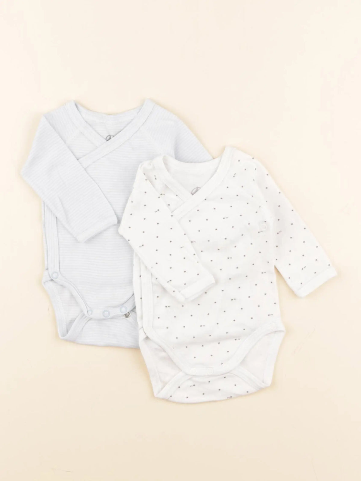 Petit Bateau - lot de 2 bodies en coton bleu, blanc - 0 mois