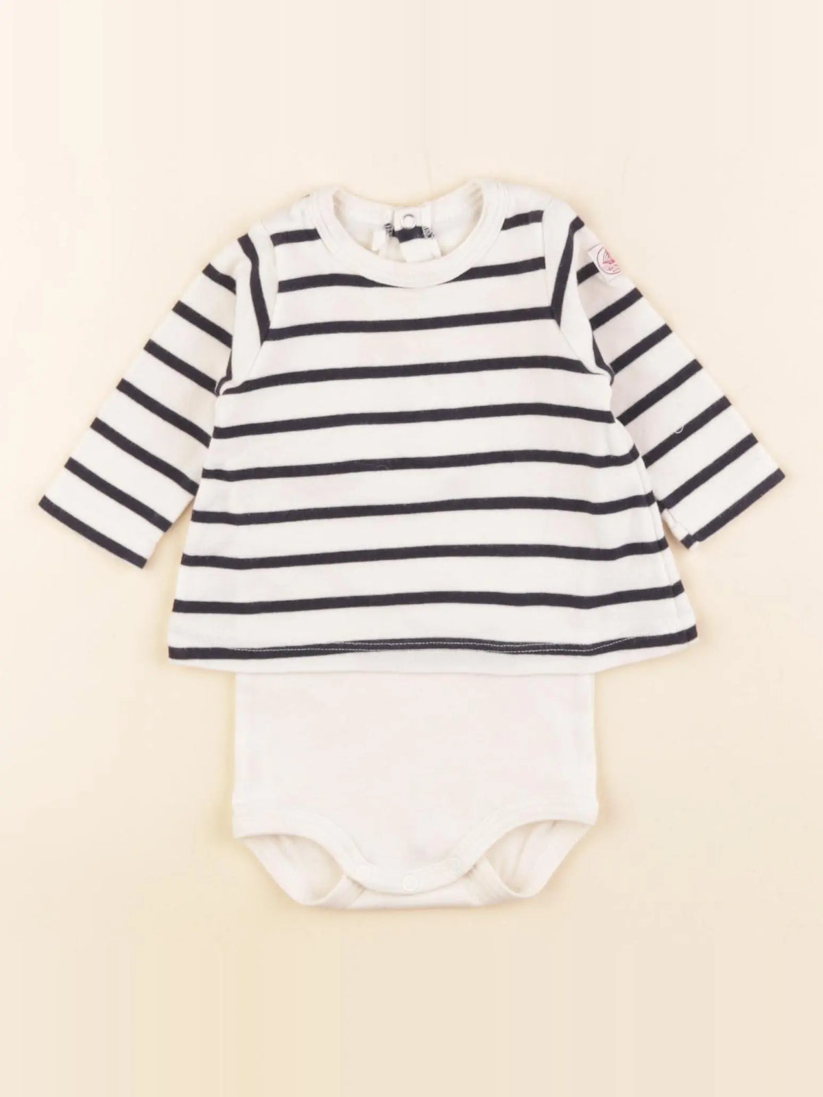 Petit Bateau - body tee-shirt beige, bleu - 3 mois
