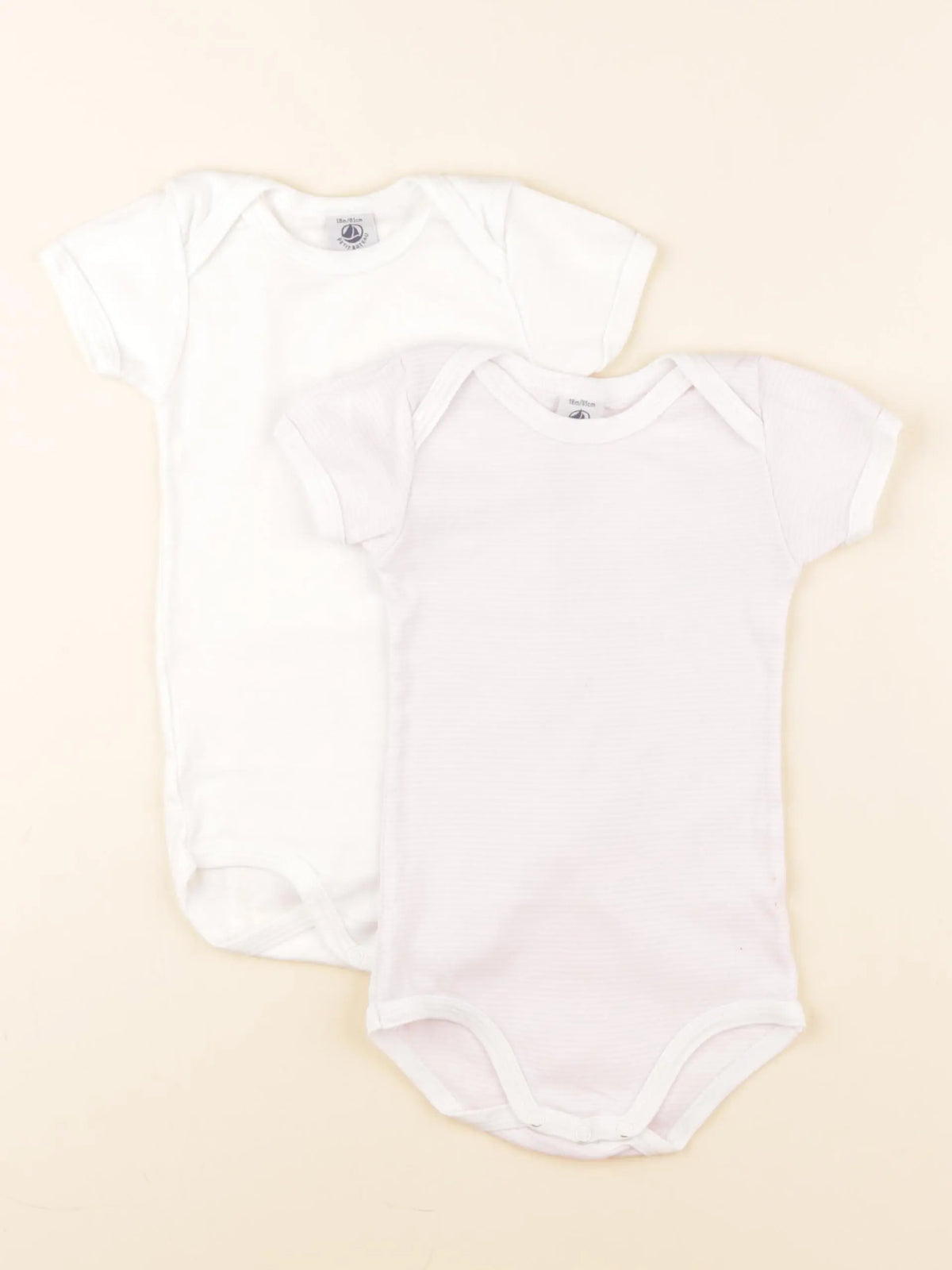 Petit Bateau - lot de 2 bodies en coton blanc, rose - 18 mois