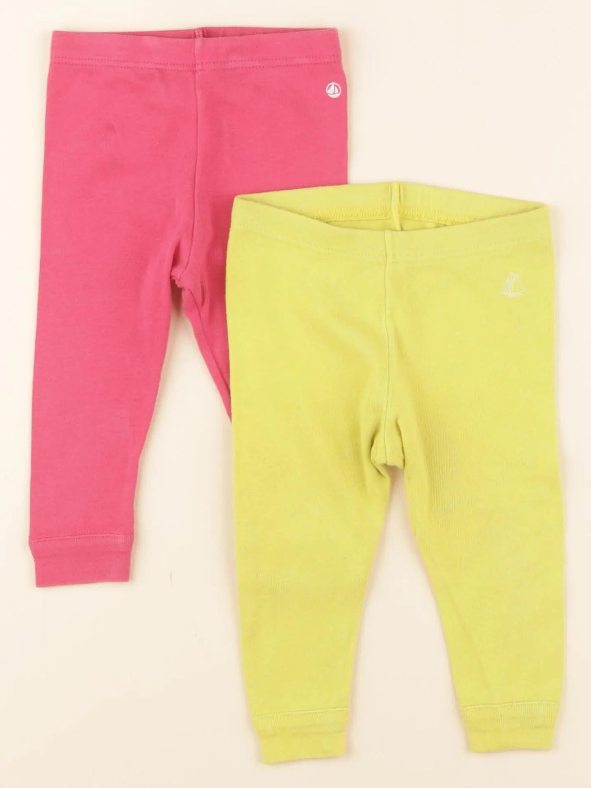 Petit Bateau - lot de 2 leggings jaune, rose - 6 mois
