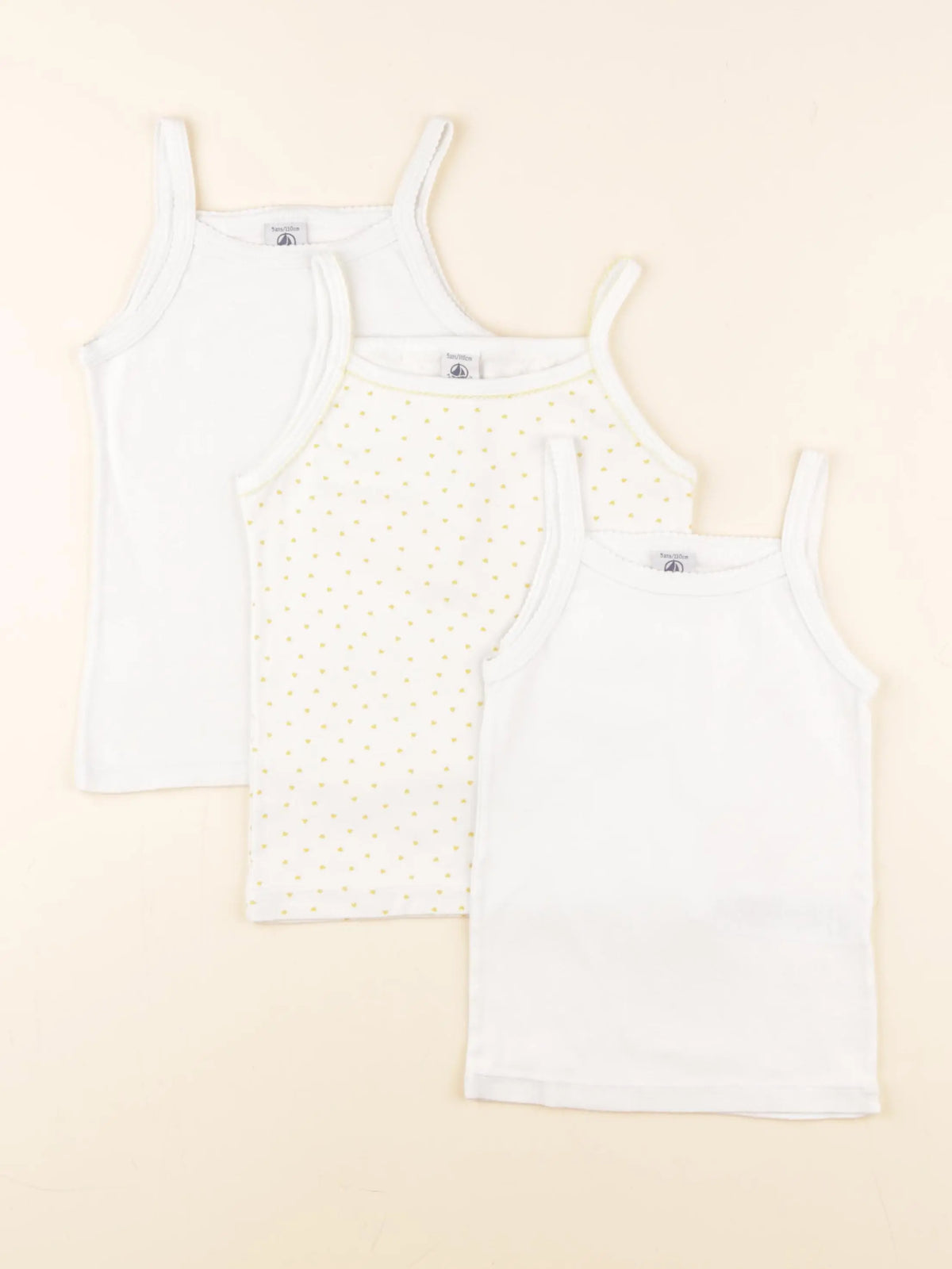 Petit Bateau - lot de 3 maillots de corps blanc - 5 ans