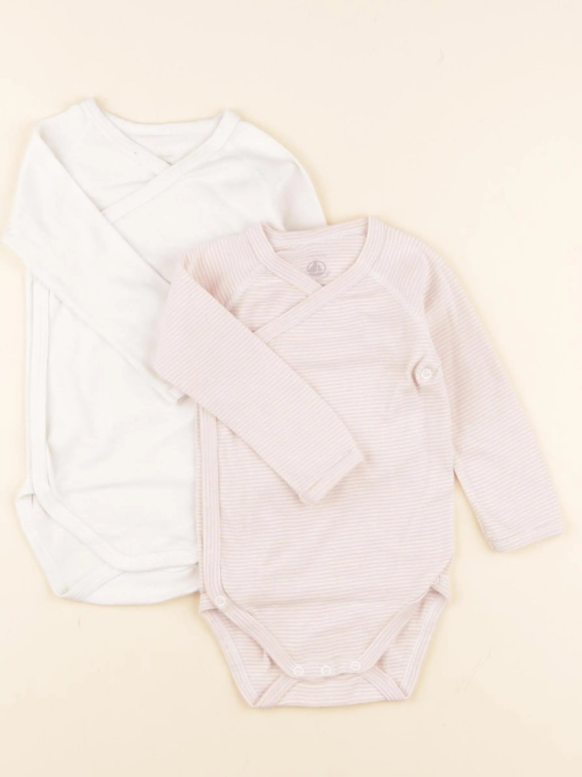 Petit Bateau - lot de 2 bodies en coton blanc, rose - 12 mois