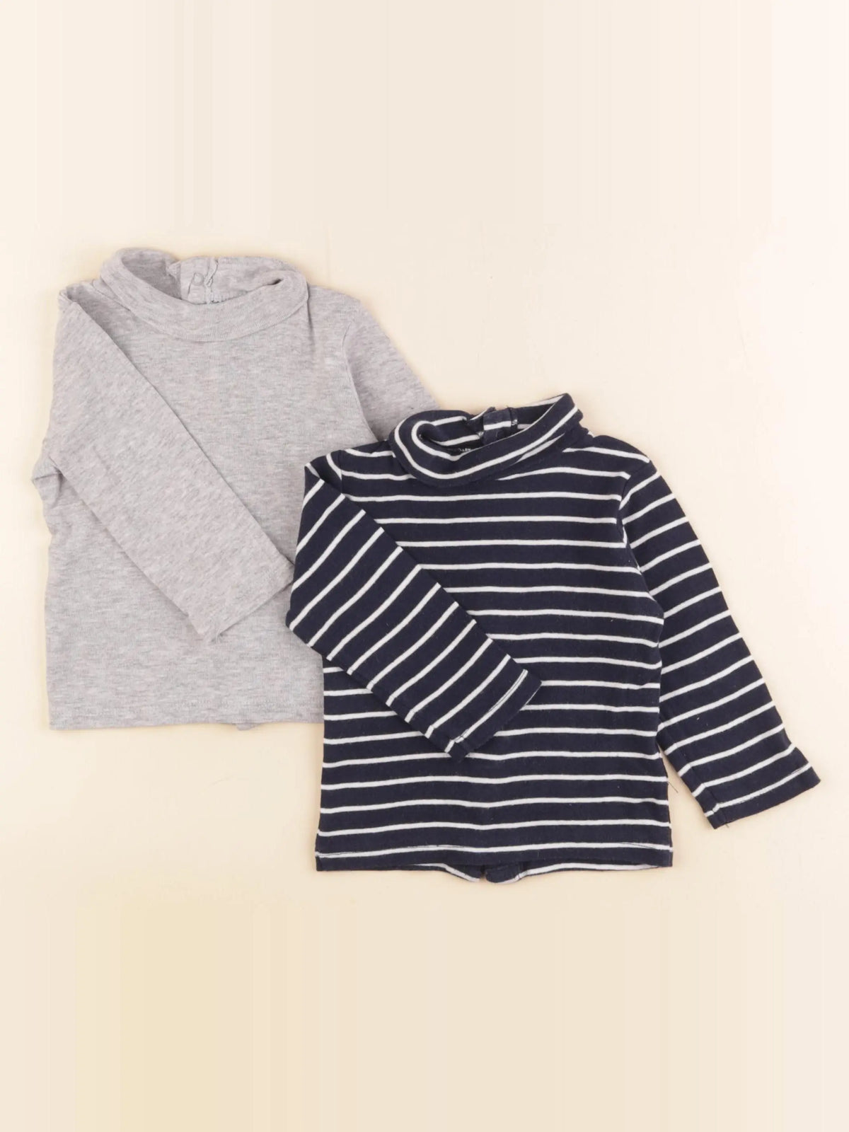 Vertbaudet - lot de 2 sous-pulls bleu, gris - 9 mois