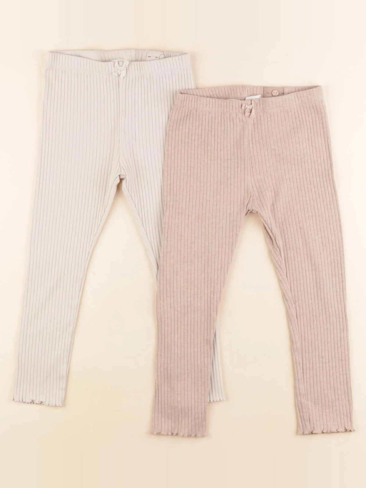 H&M - lot de 2 leggings beige - 3/4 ans