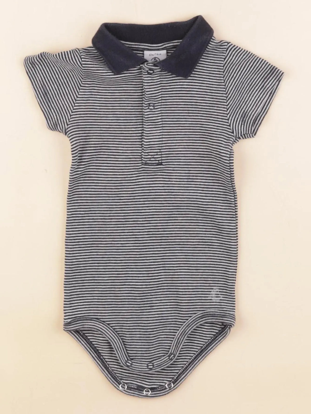 Petit Bateau - body à col bleu - 12 mois