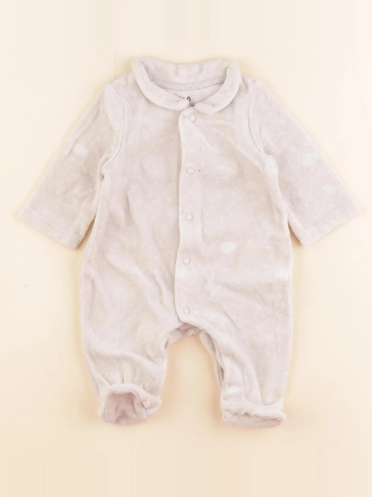 Tape à l'oeil - pyjama velours beige - 0 mois