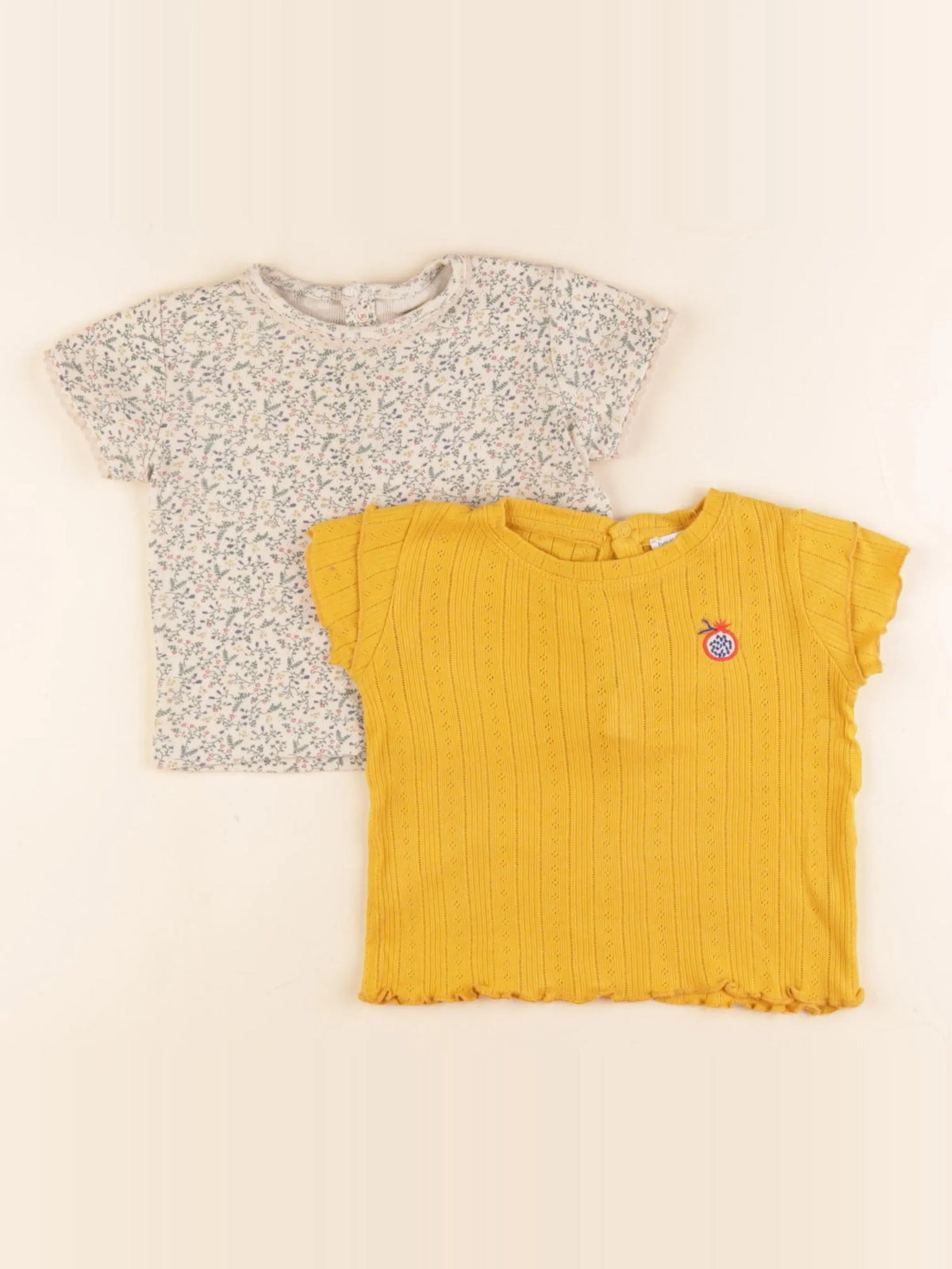 Boutchou - lot de 2 tee-shirts jaune - 12 mois