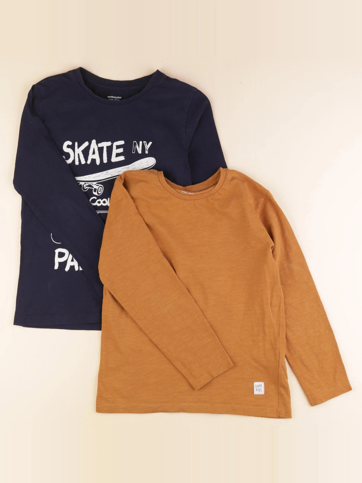 Vertbaudet - lot de 2 tee-shirts marron - 10 ans