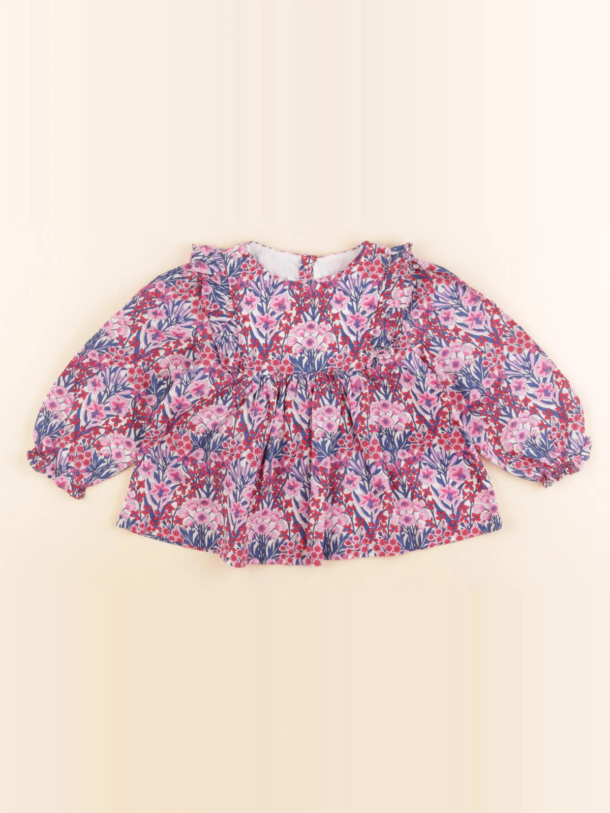 Jacadi - blouse liberty bleu, rose - 18 mois