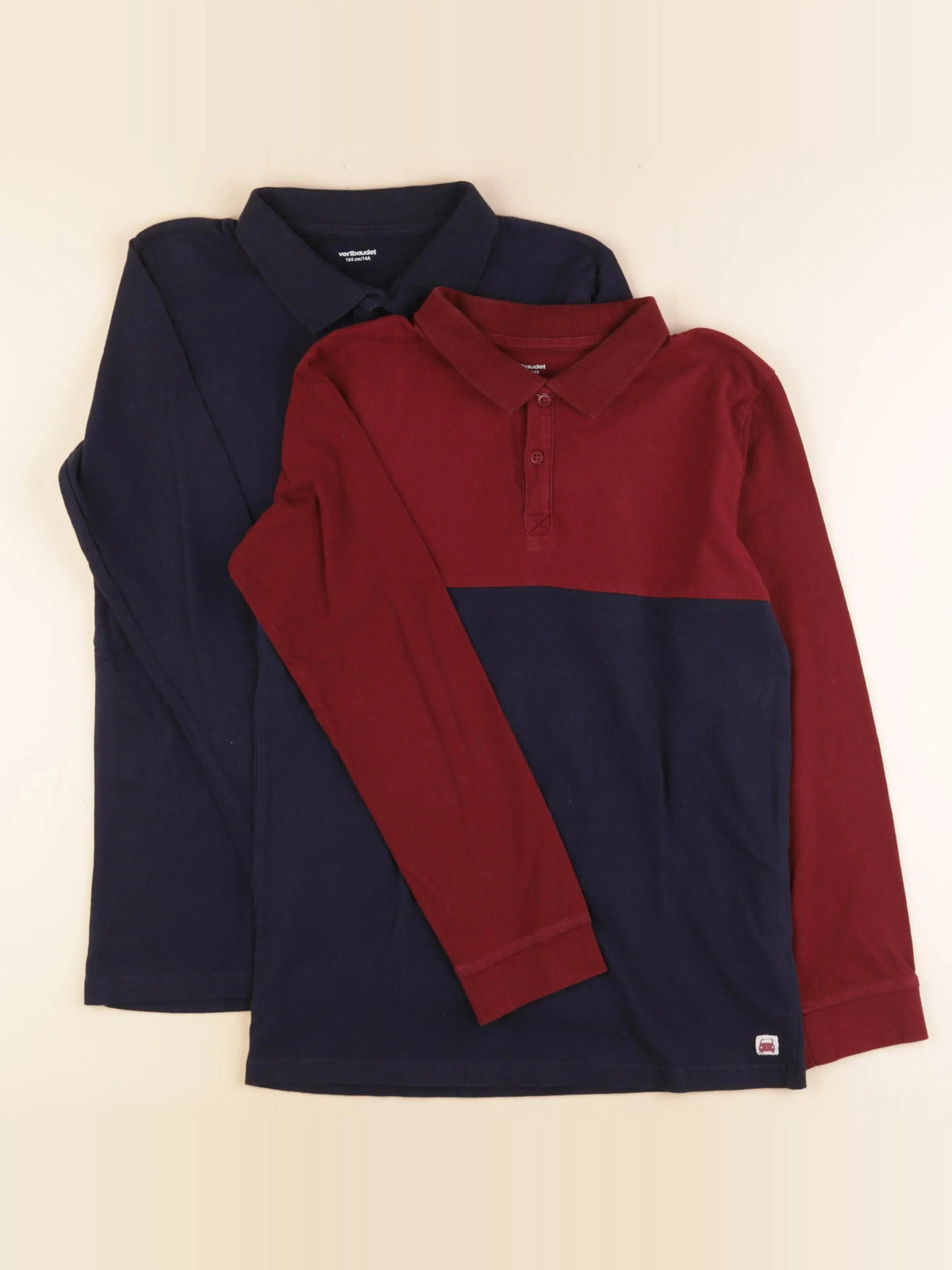 Vertbaudet - polo bleu, rouge - 14 ans