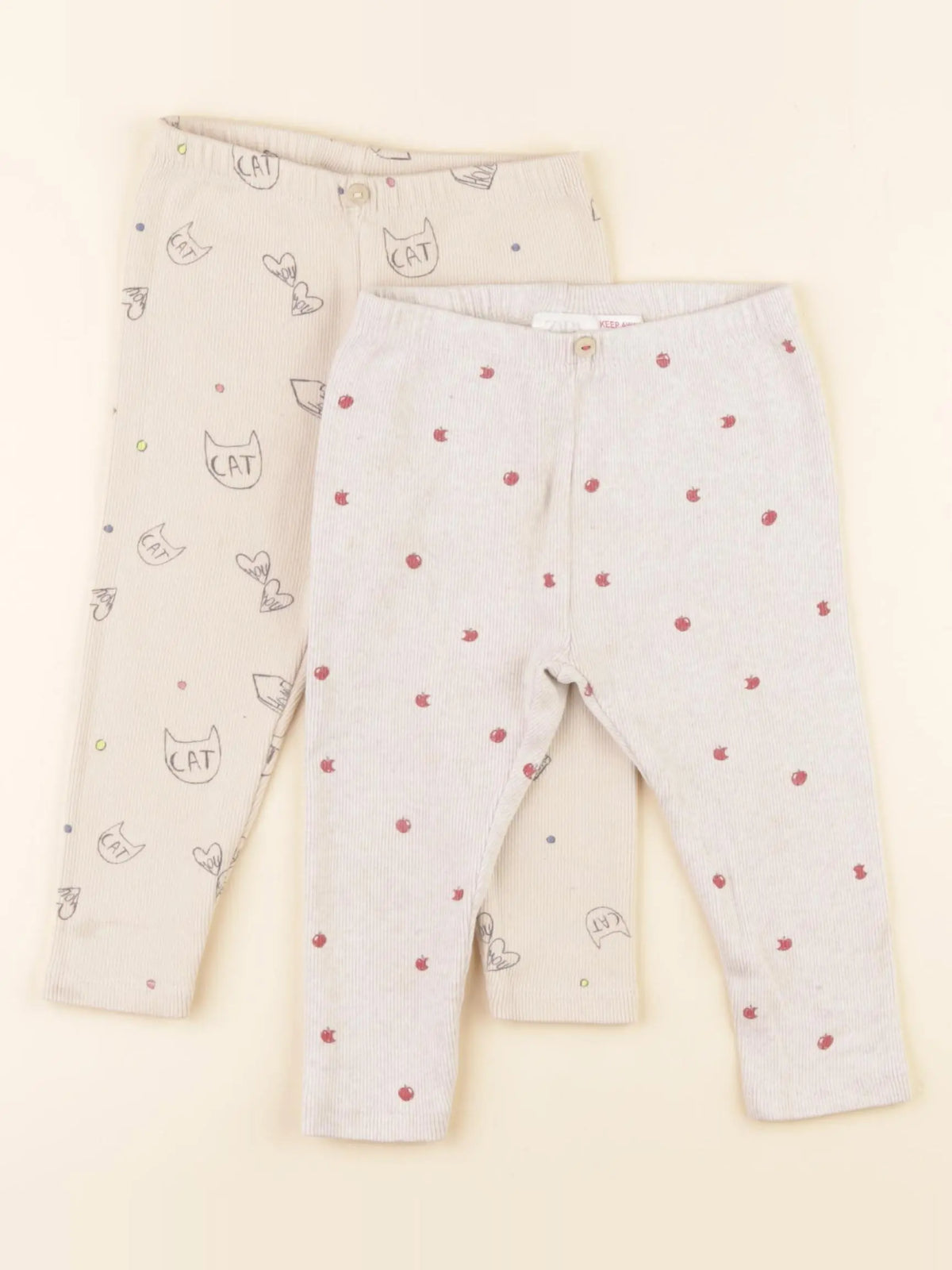 Zara - lot de 2 leggings beige - 12/18 mois