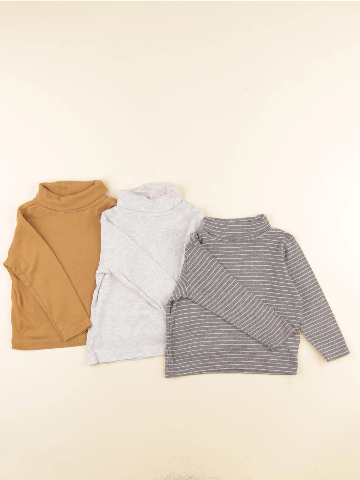 Vertbaudet - lot de 3 sous-pulls marron, gris - 3 ans