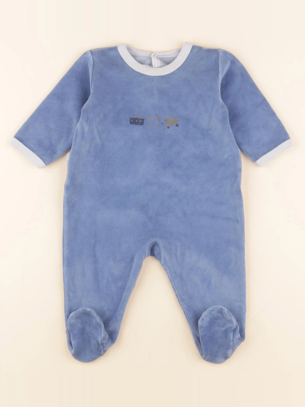 Petit Bateau - pyjama velours bleu - 6 mois