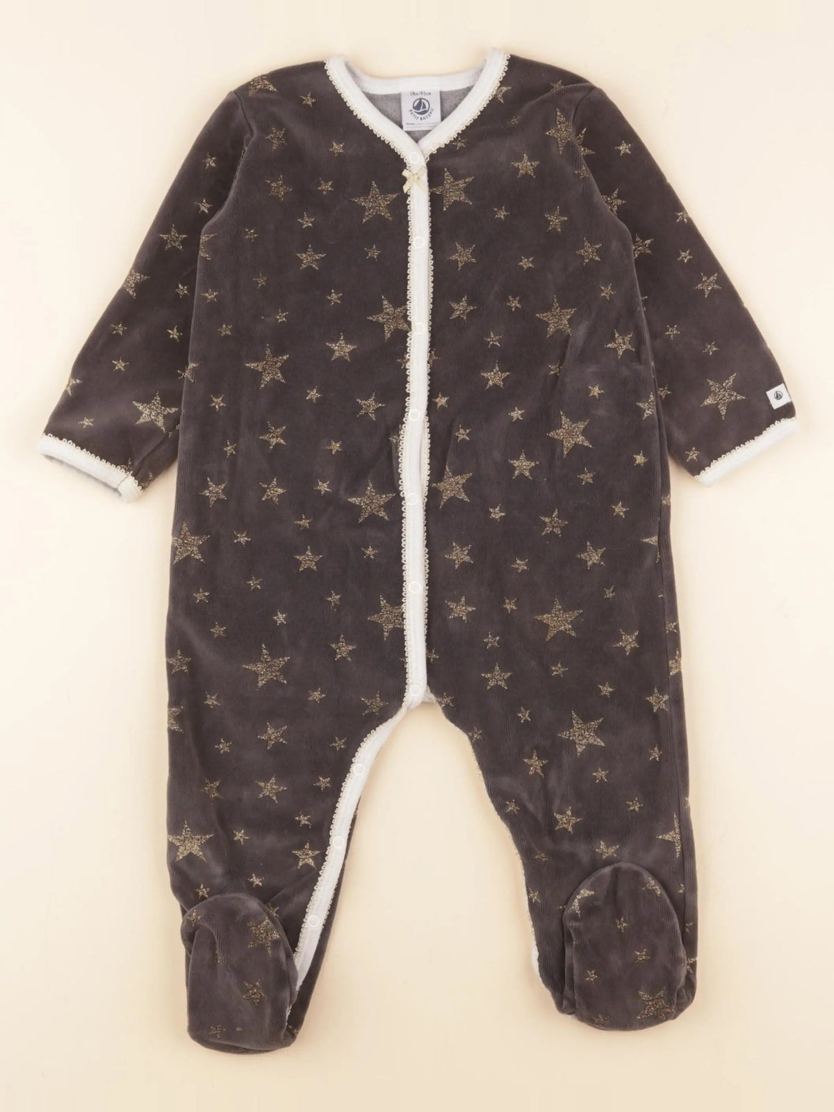 Petit Bateau - pyjama velours or, gris - 18 mois