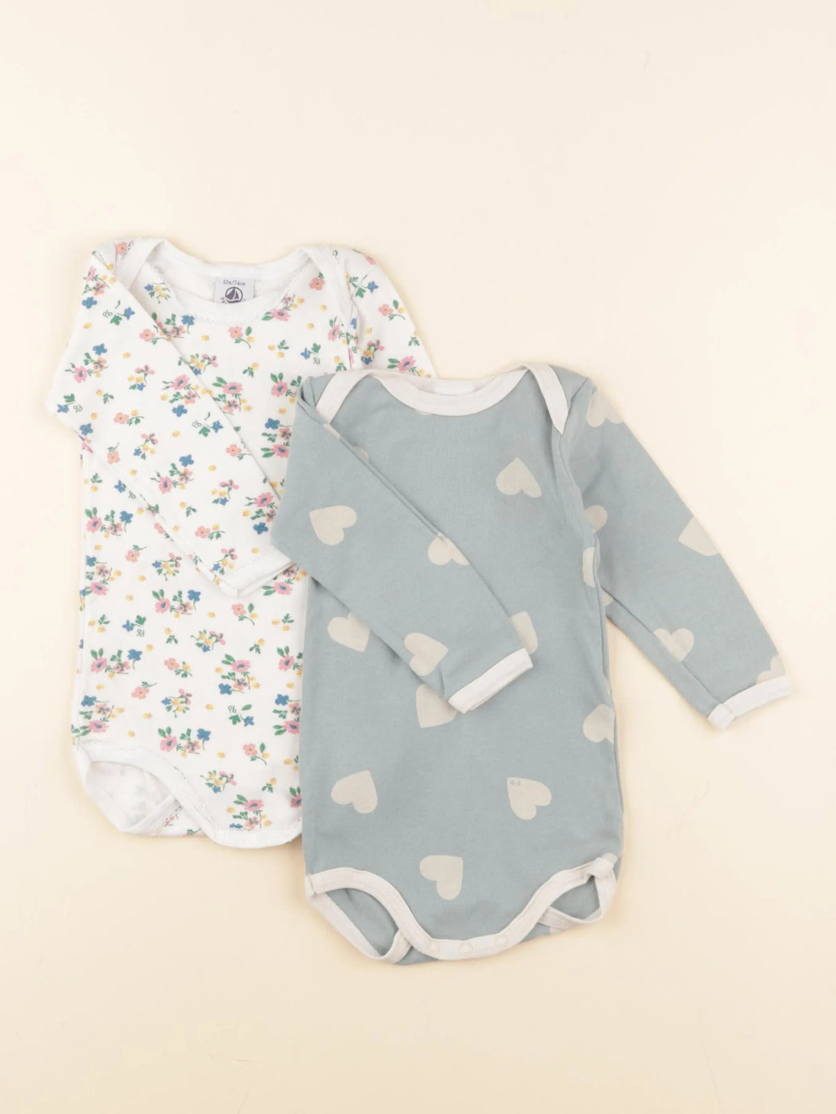 Petit Bateau - lot de 2 bodies en coton multicolore - 12 mois