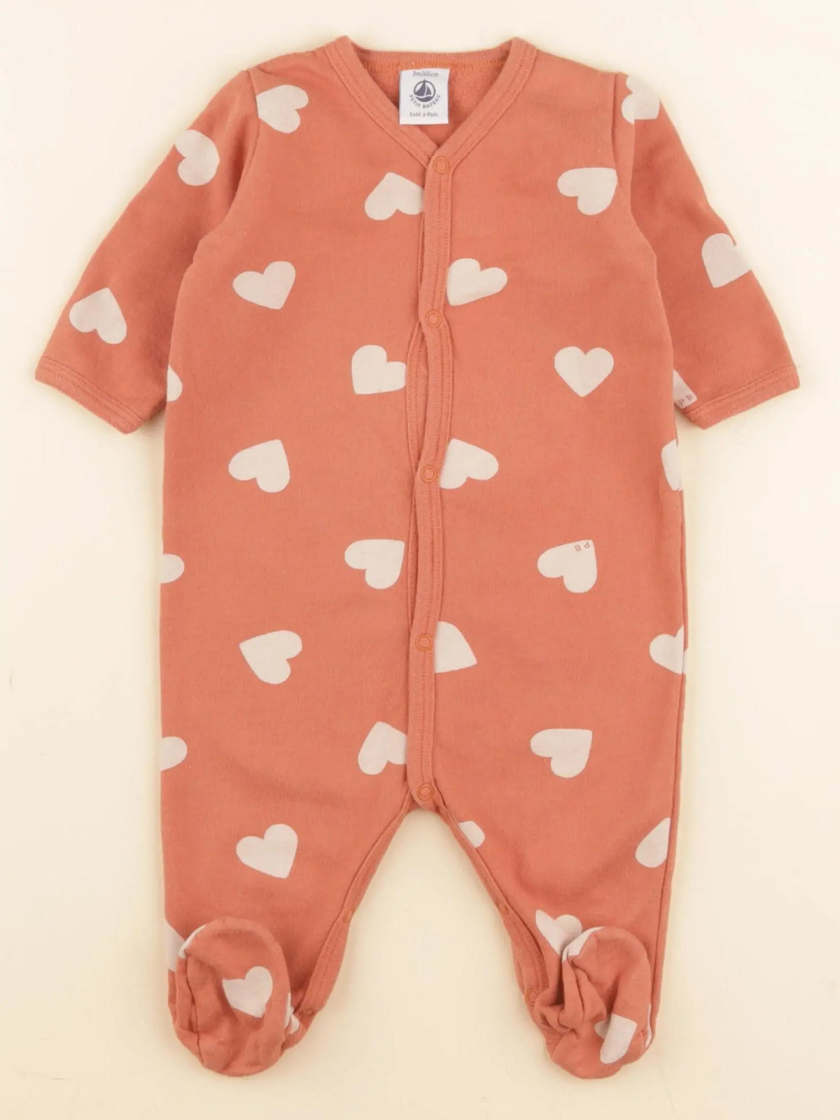 Petit Bateau - pyjama coton orange - 3 mois