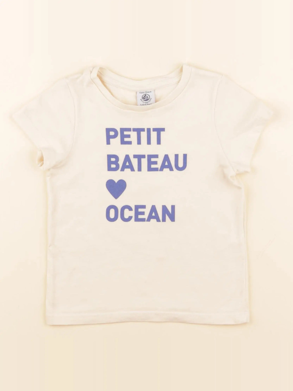 Petit Bateau - tee-shirt beige, bleu - 4 ans