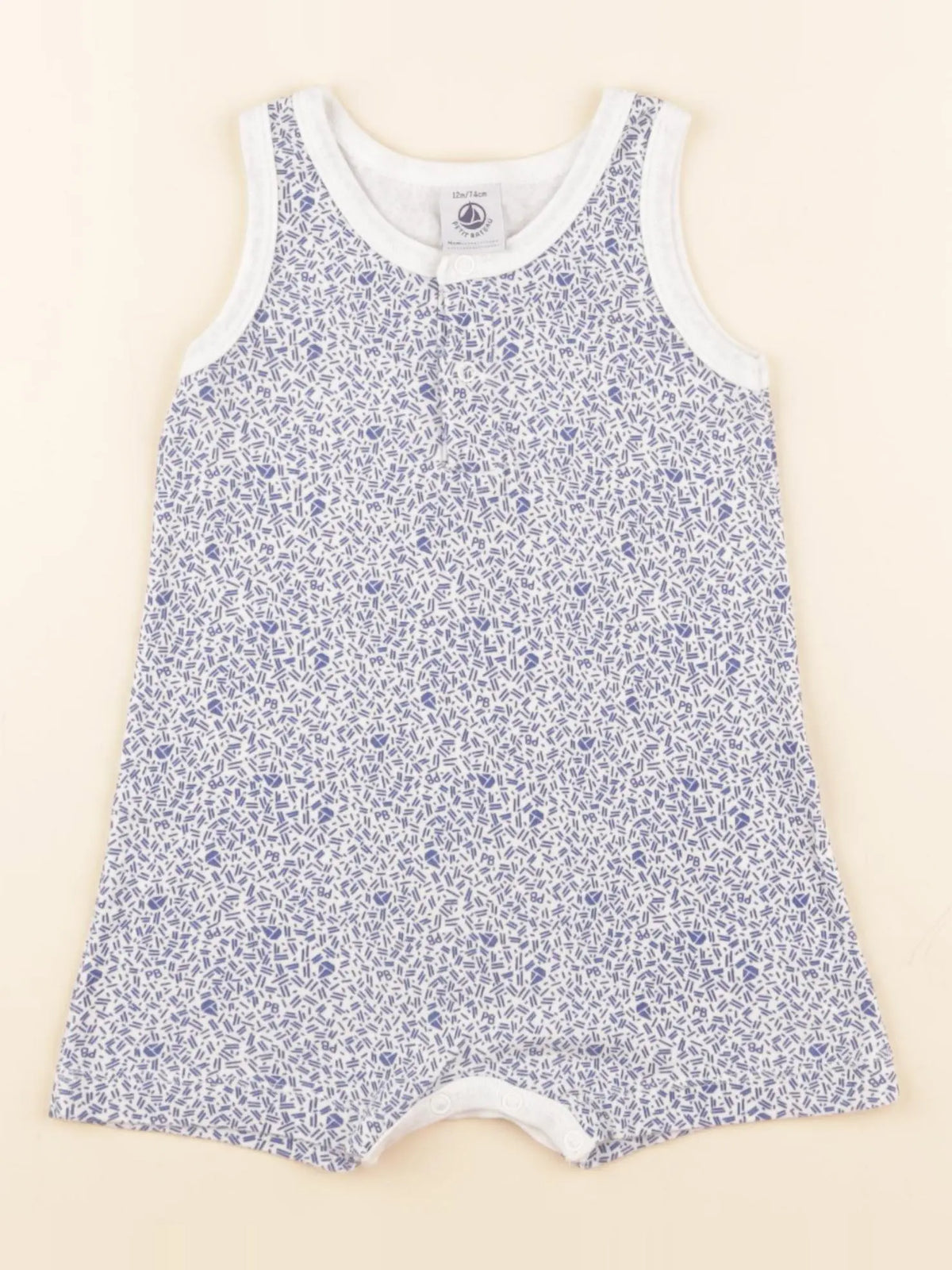 Petit Bateau - pyjama coton bleu - 12 mois