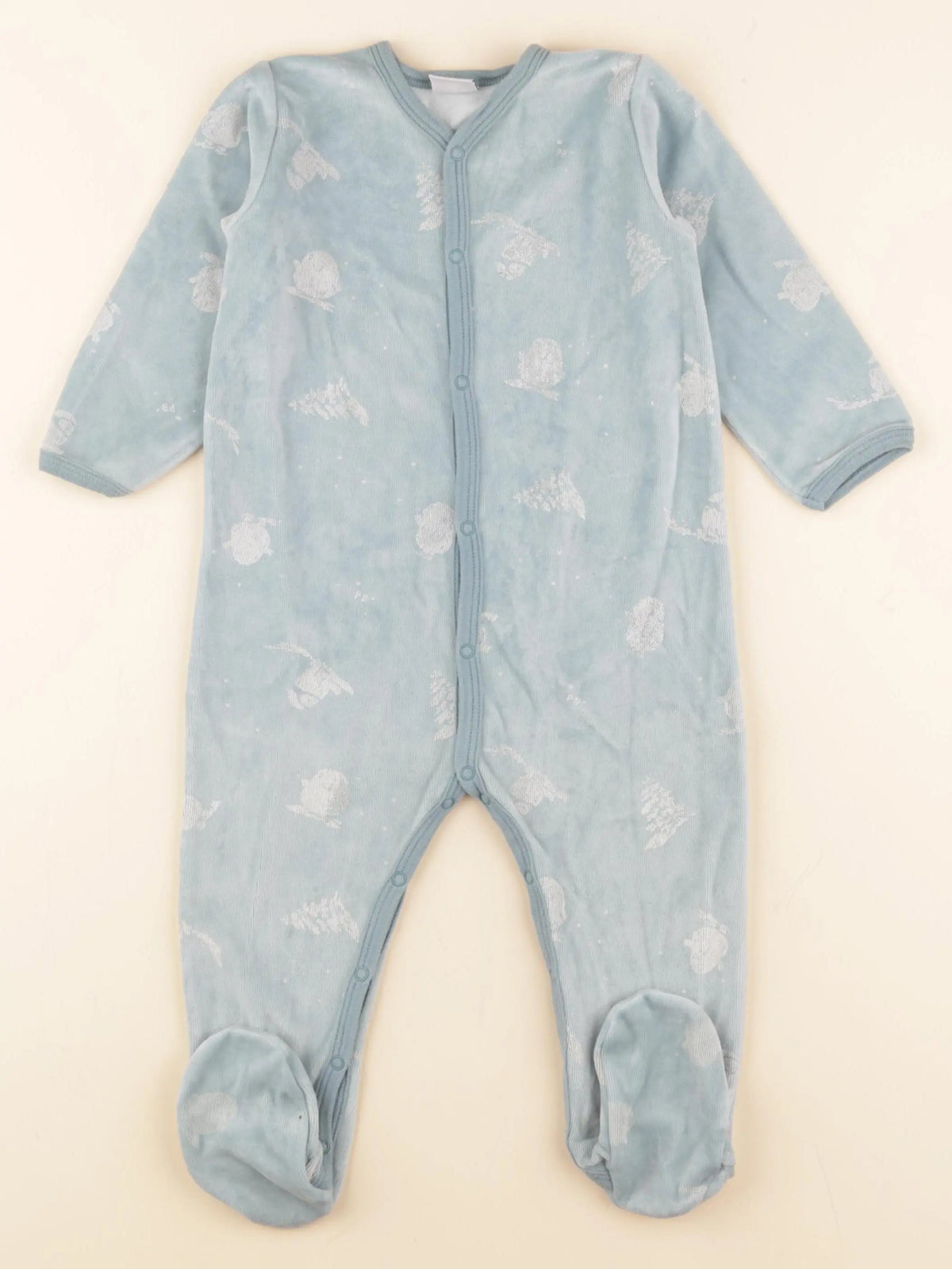 Petit Bateau - pyjama velours vert - 18 mois