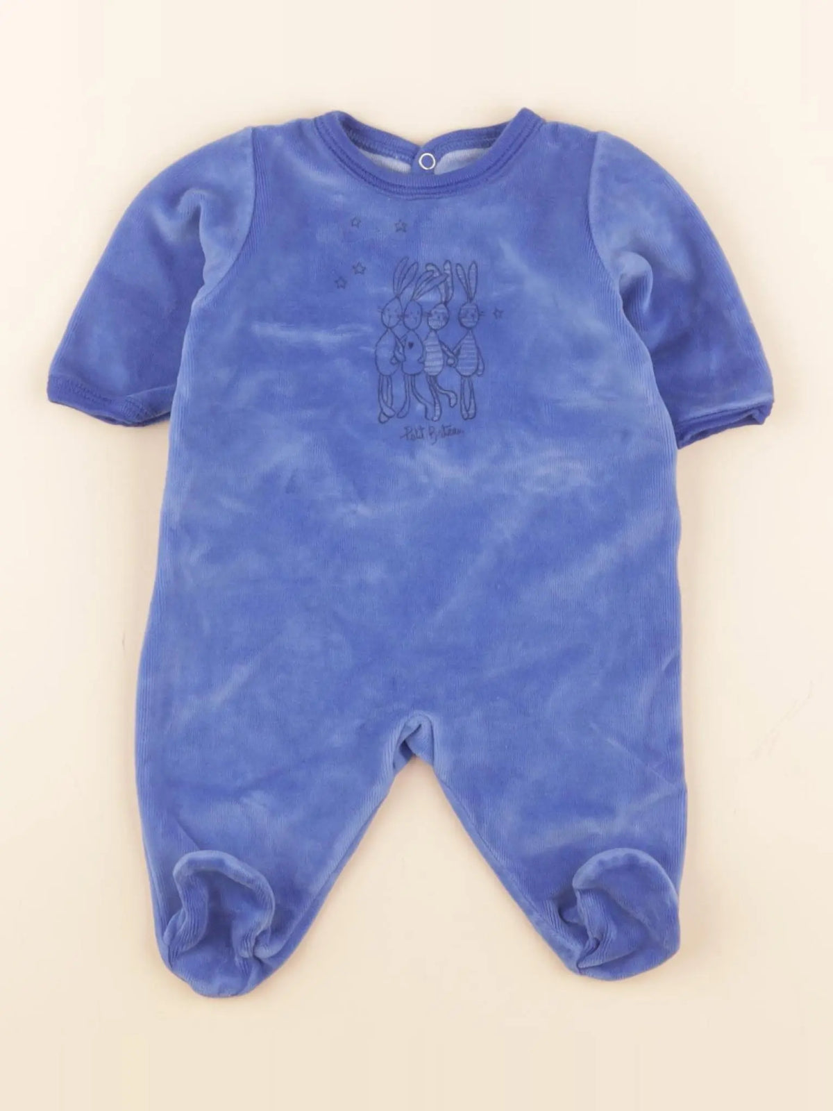 Petit Bateau - pyjama velours bleu - 1 mois