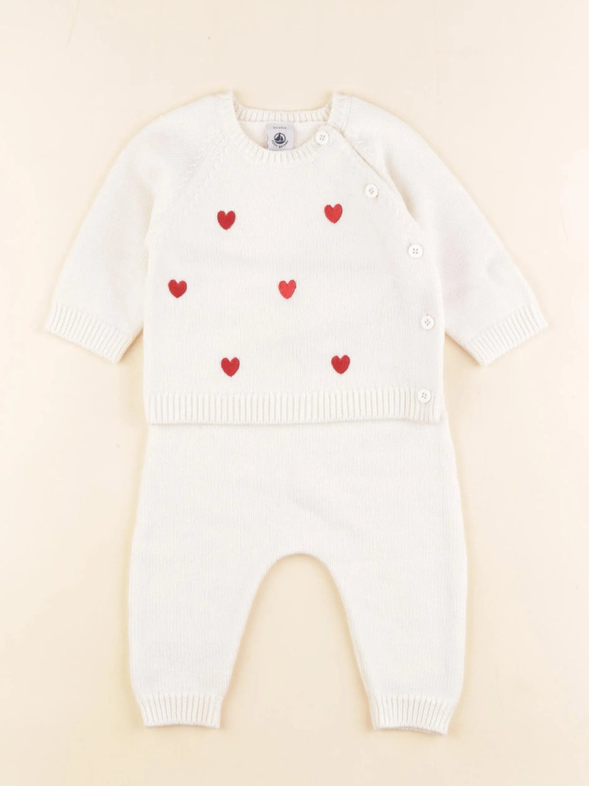 Petit Bateau - ensemble beige, rouge - 6 mois