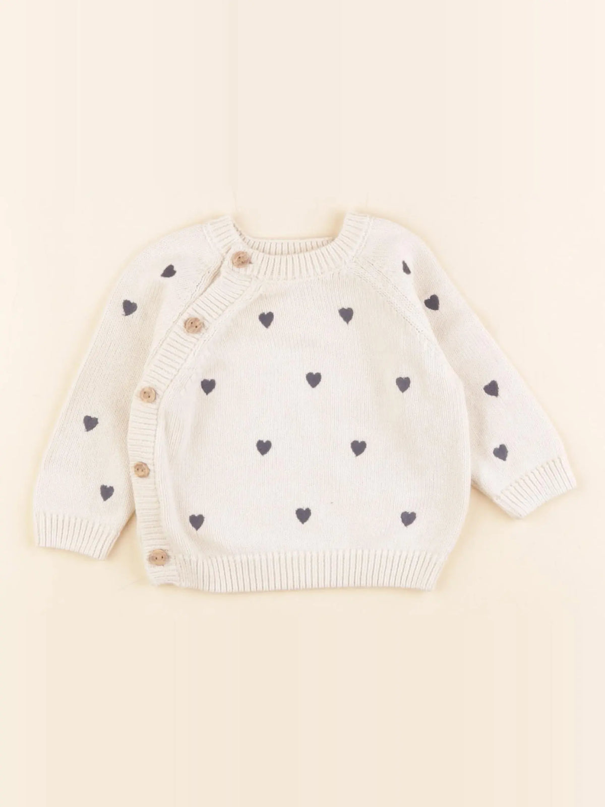 Vertbaudet - pull beige, bleu - 0/3 mois