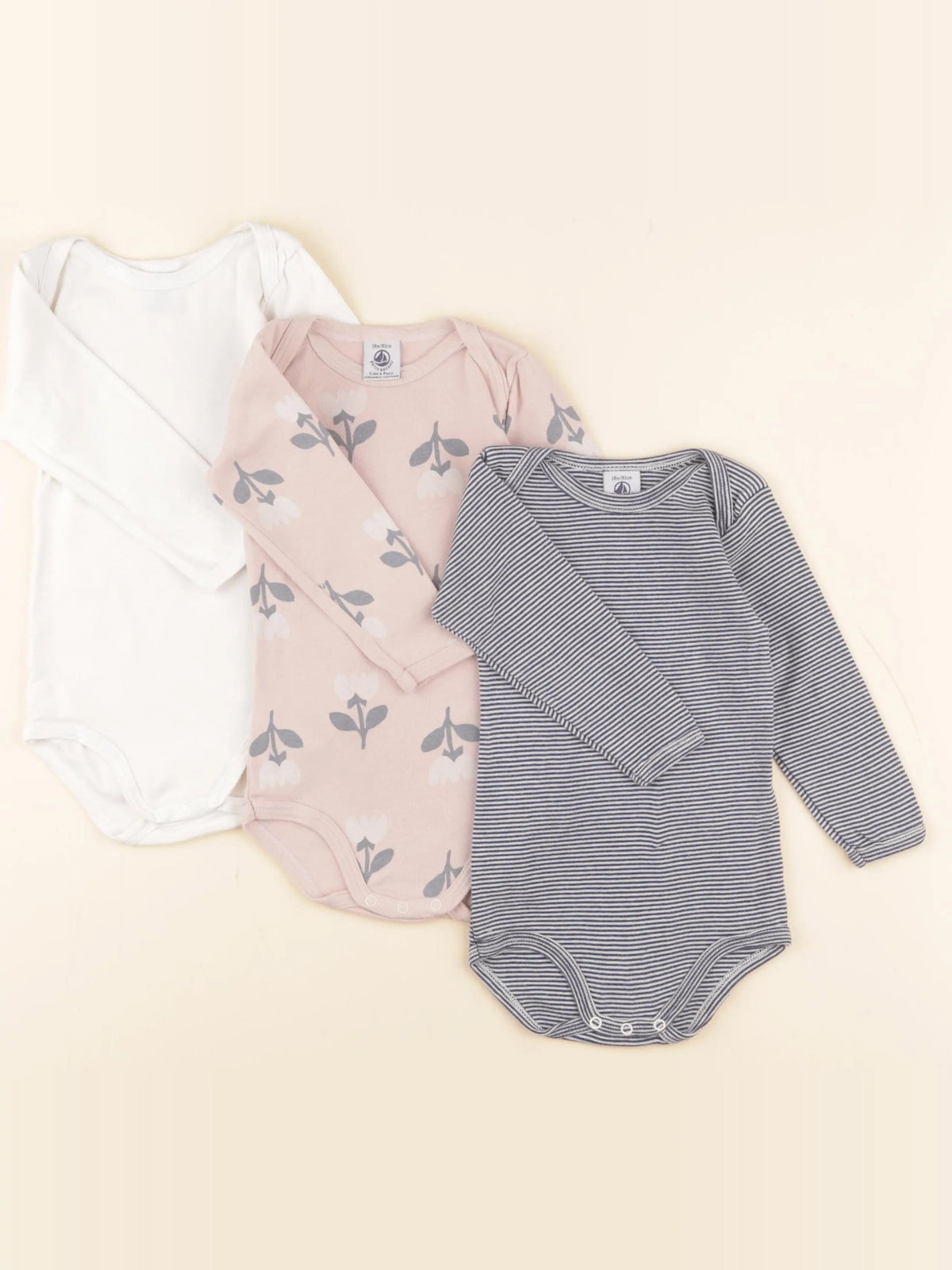 Petit Bateau - lot de 3 bodies en coton multicolore - 18 mois