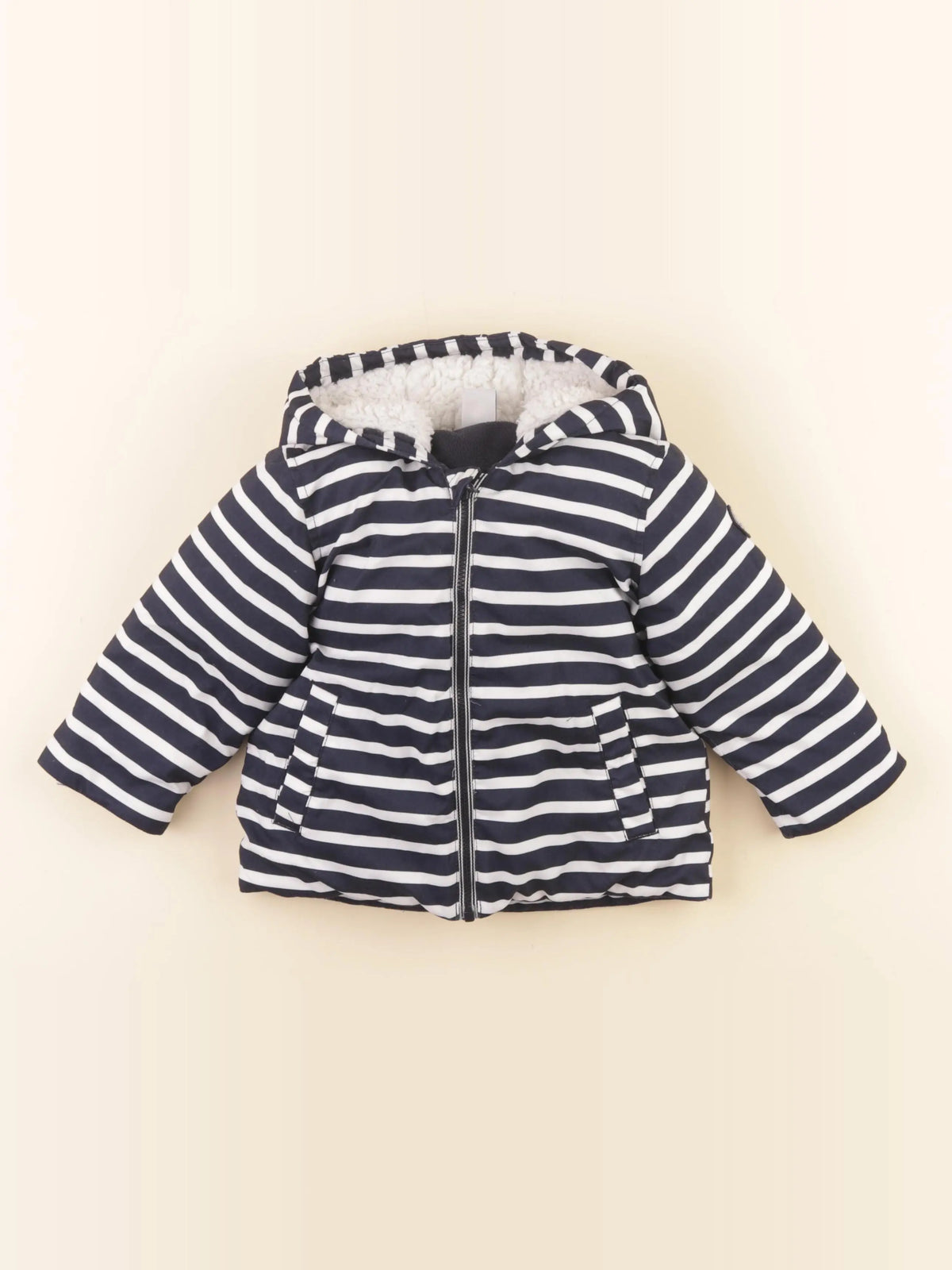 Petit Bateau - doudoune bleu, blanc - 18 mois