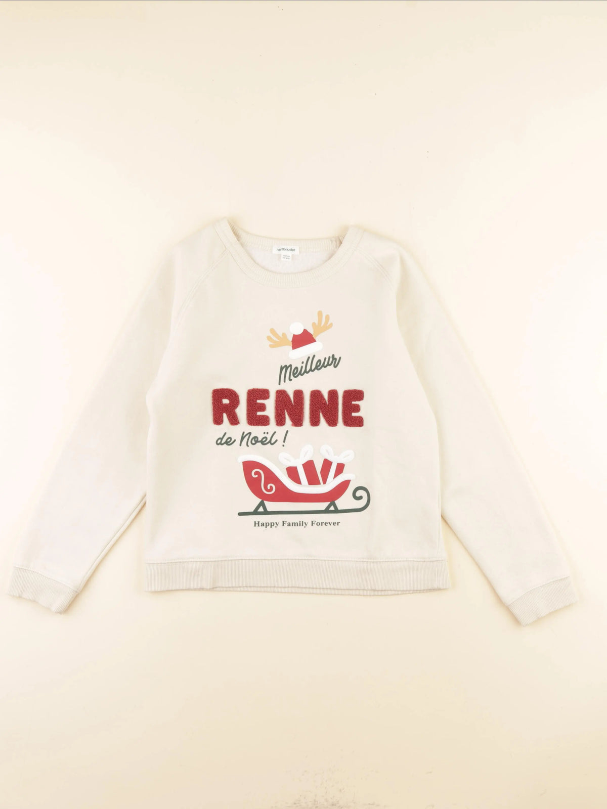 Vertbaudet - sweat beige - 10 ans