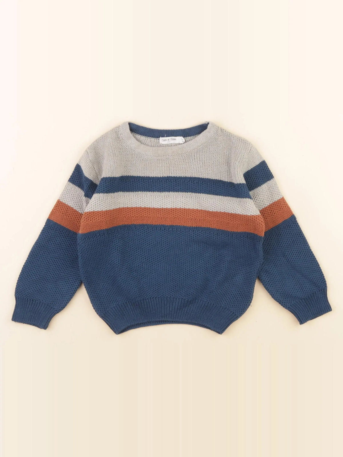 Eden & Victor - pull gris, bleu - 3 ans