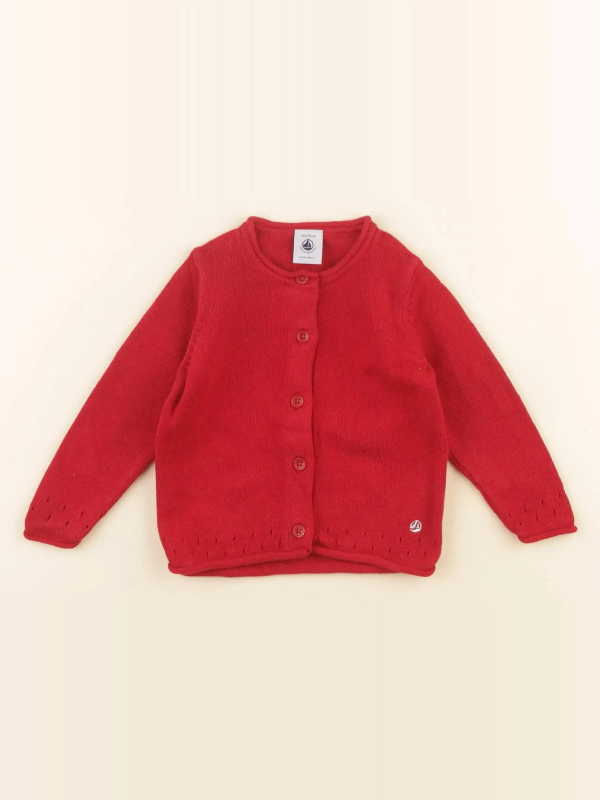 Petit Bateau - gilet rouge - 12 mois