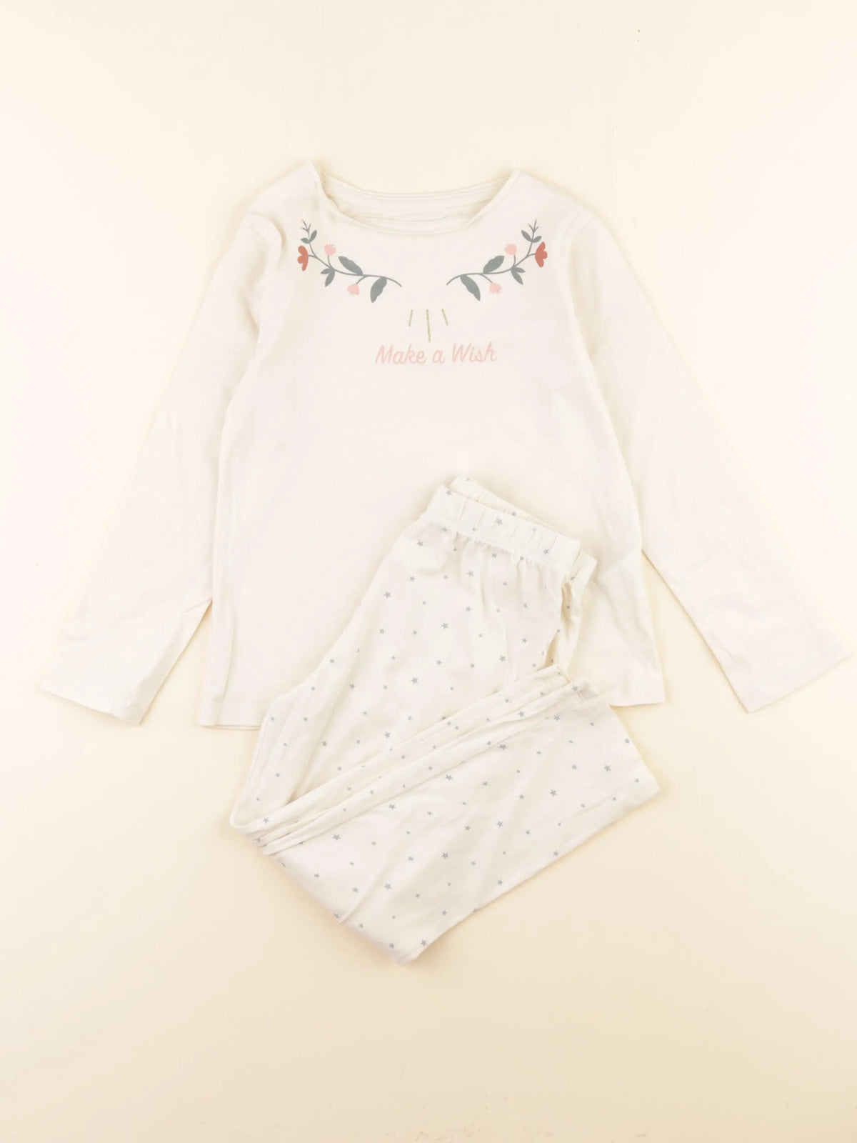 Vertbaudet - pyjama coton bleu, beige - 5 ans