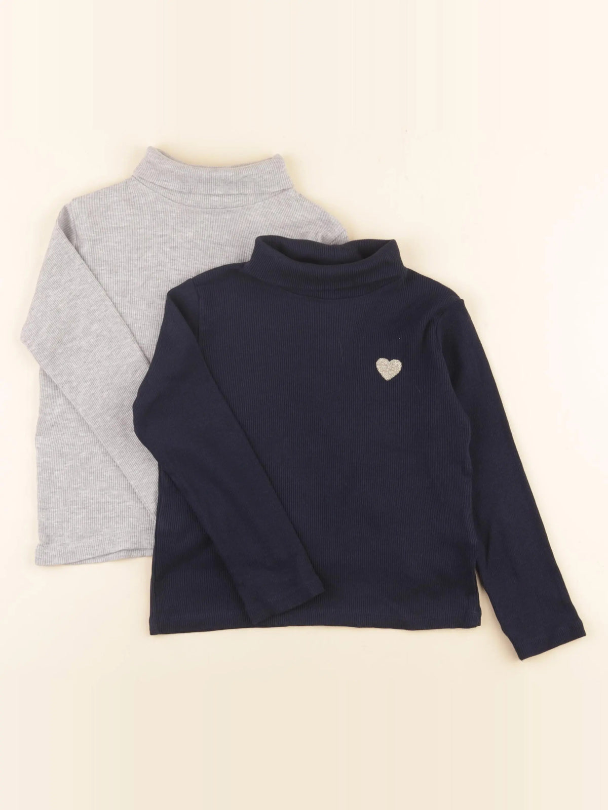 Vertbaudet - lot de 2 sous-pulls gris, bleu - 5 ans