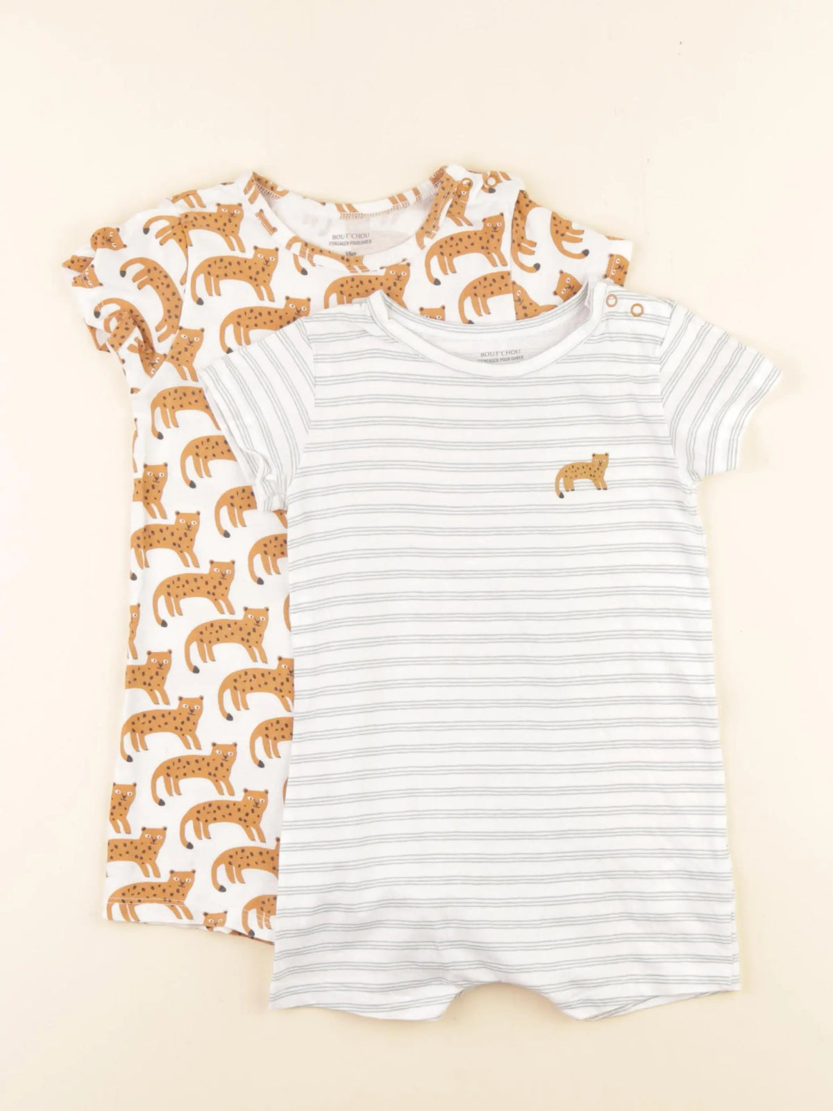 Boutchou - lot de 2 pyjamas coton vert, marron - 18 mois