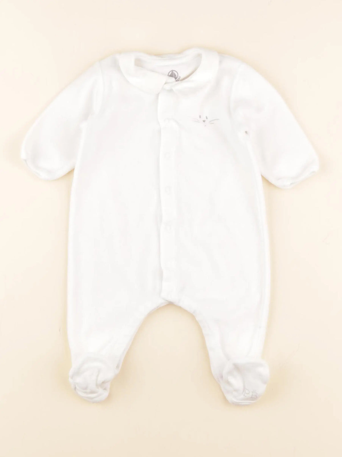 Petit Bateau - pyjama velours blanc - 3 mois