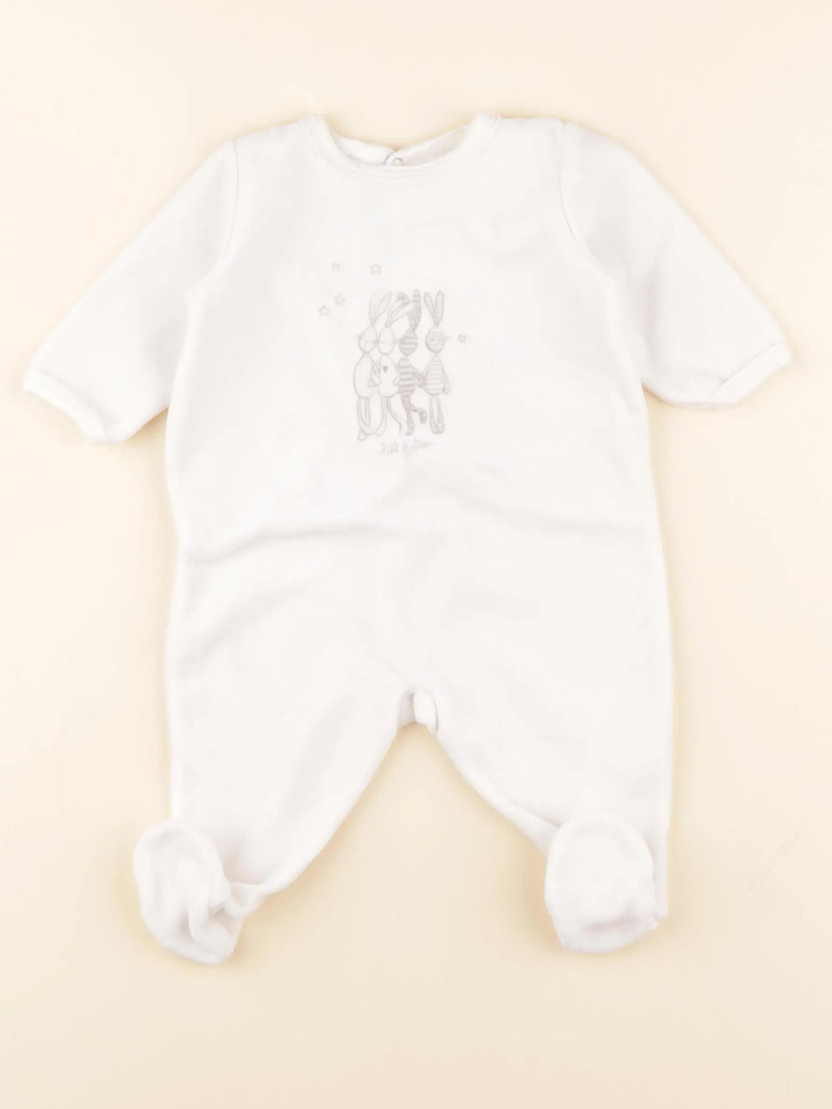 Petit Bateau - pyjama velours blanc - 3 mois