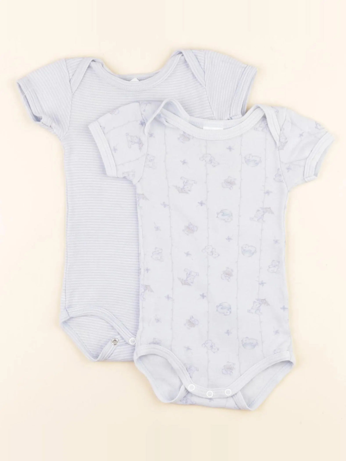 Petit Bateau - lot de 2 bodies en coton bleu - 3 mois