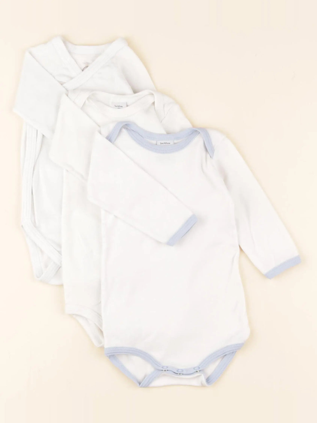 Petit Bateau - lot de 3 bodies en coton blanc - 3 mois