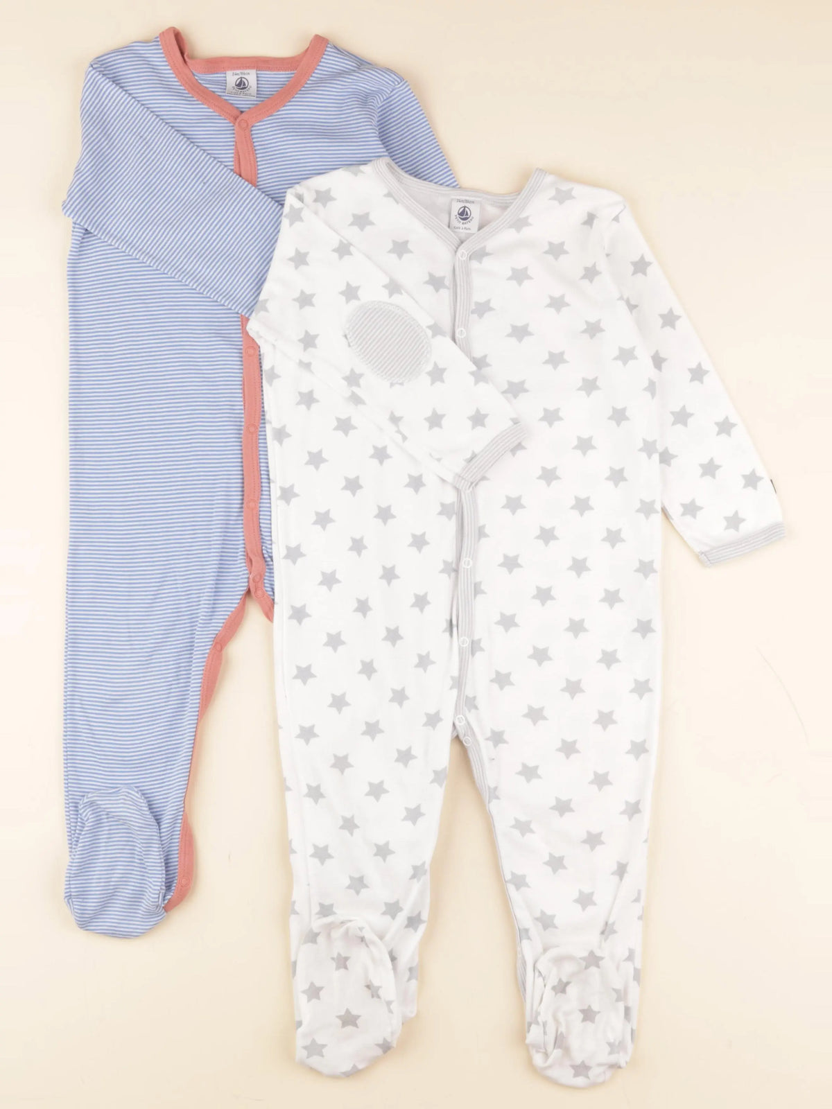 Petit Bateau - lot de 2 pyjamas velours multicolore - 24 mois