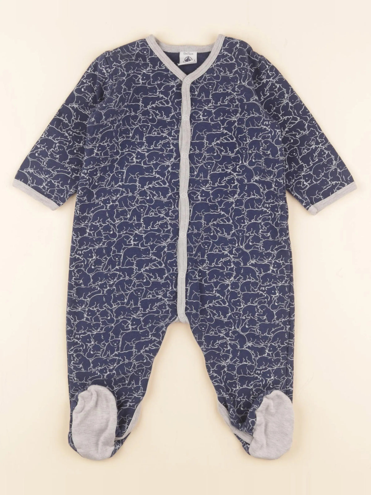 Petit Bateau - pyjama coton bleu - 12 mois