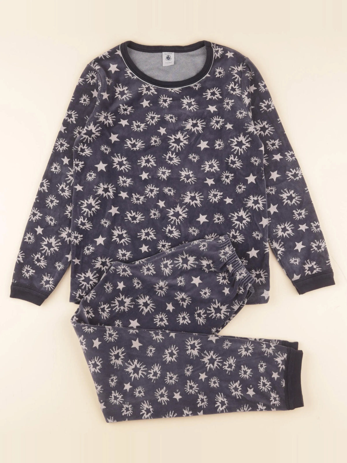 Petit Bateau - pyjama velours bleu - 10 ans