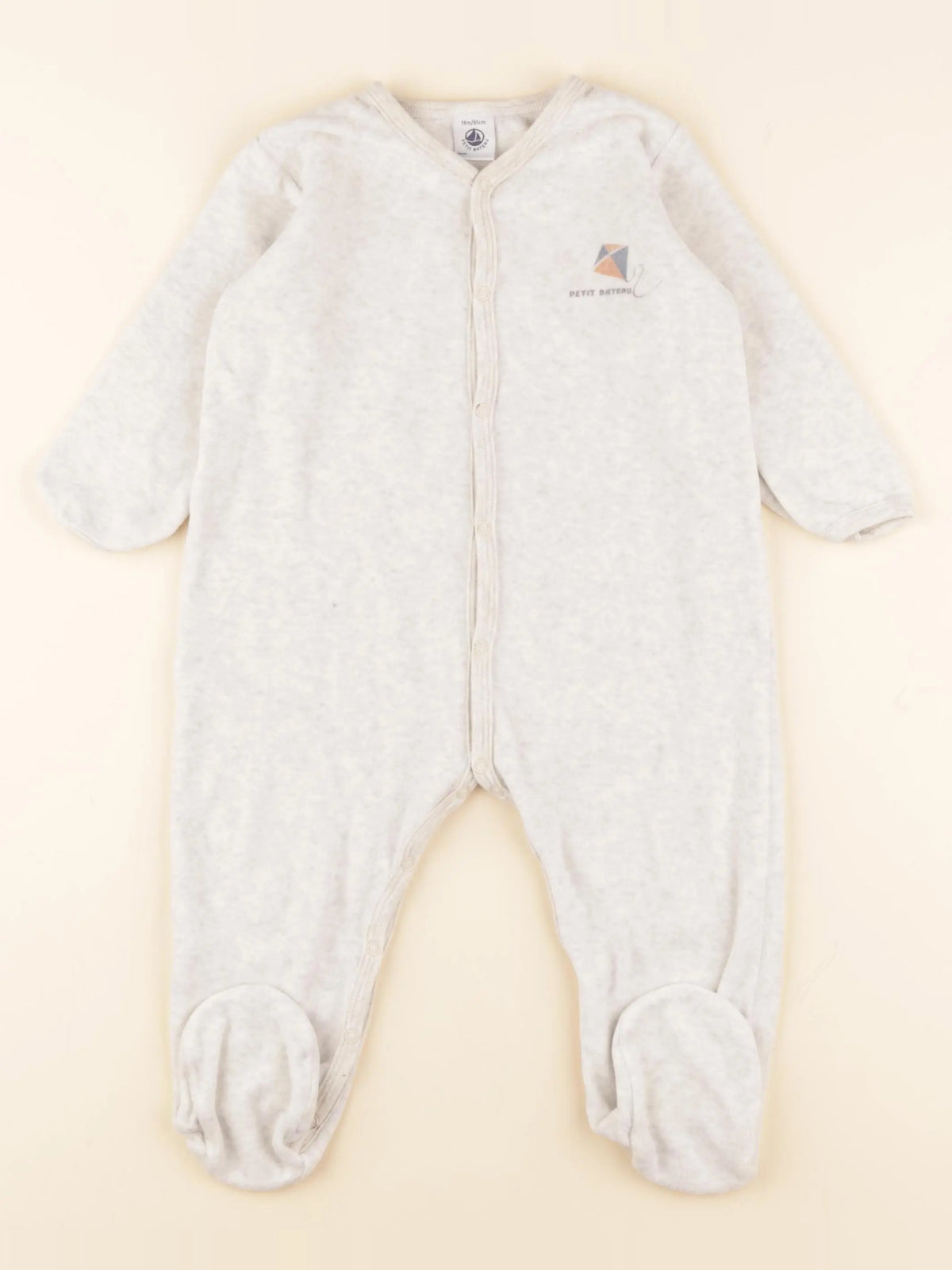 Petit Bateau - pyjama velours gris - 18 mois