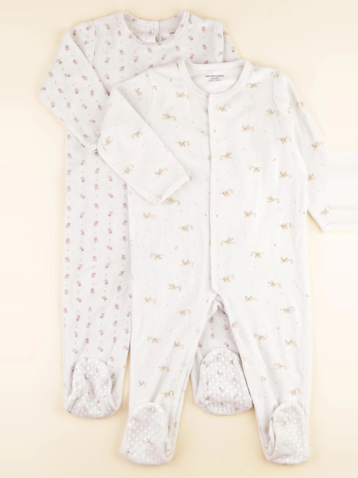 Vertbaudet - lot de 2 pyjamas velours blanc - 2 ans