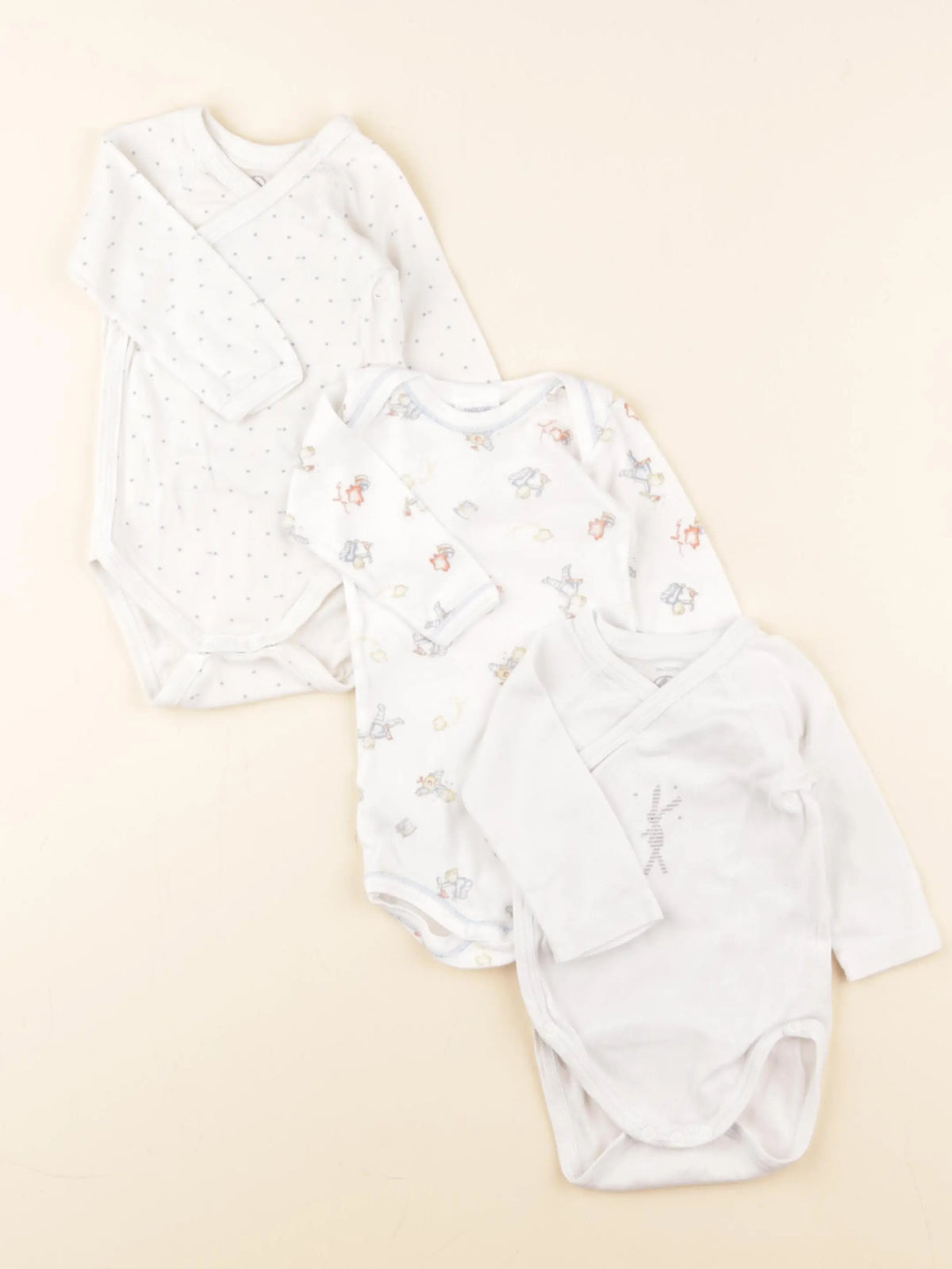 Petit Bateau - lot de 3 bodies en coton blanc - 3 mois