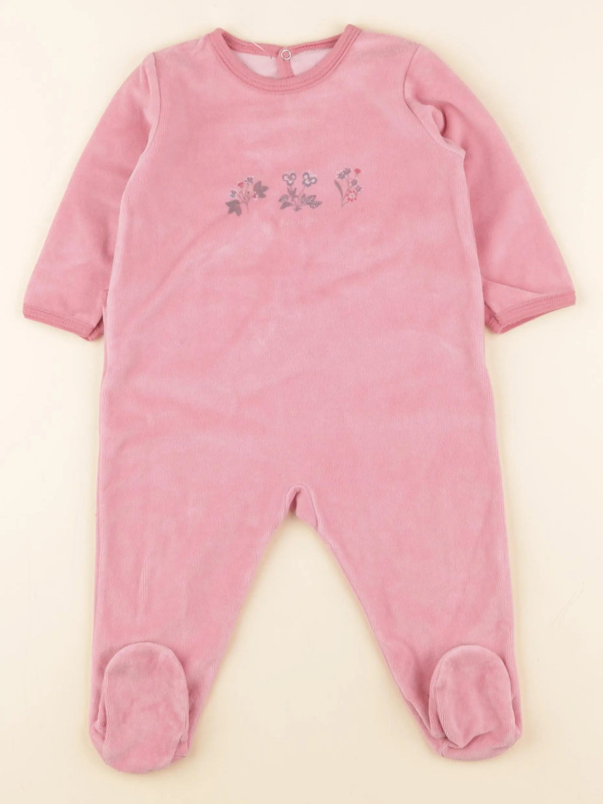 Petit Bateau - pyjama velours rose - 12 mois
