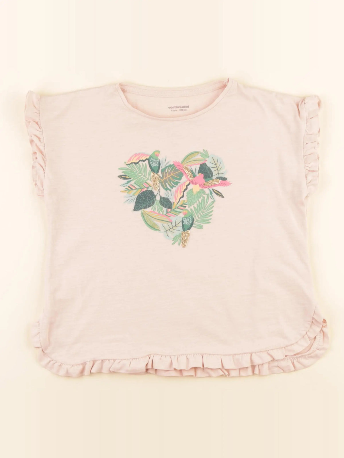 Vertbaudet - tee-shirt or, rose - 8 ans