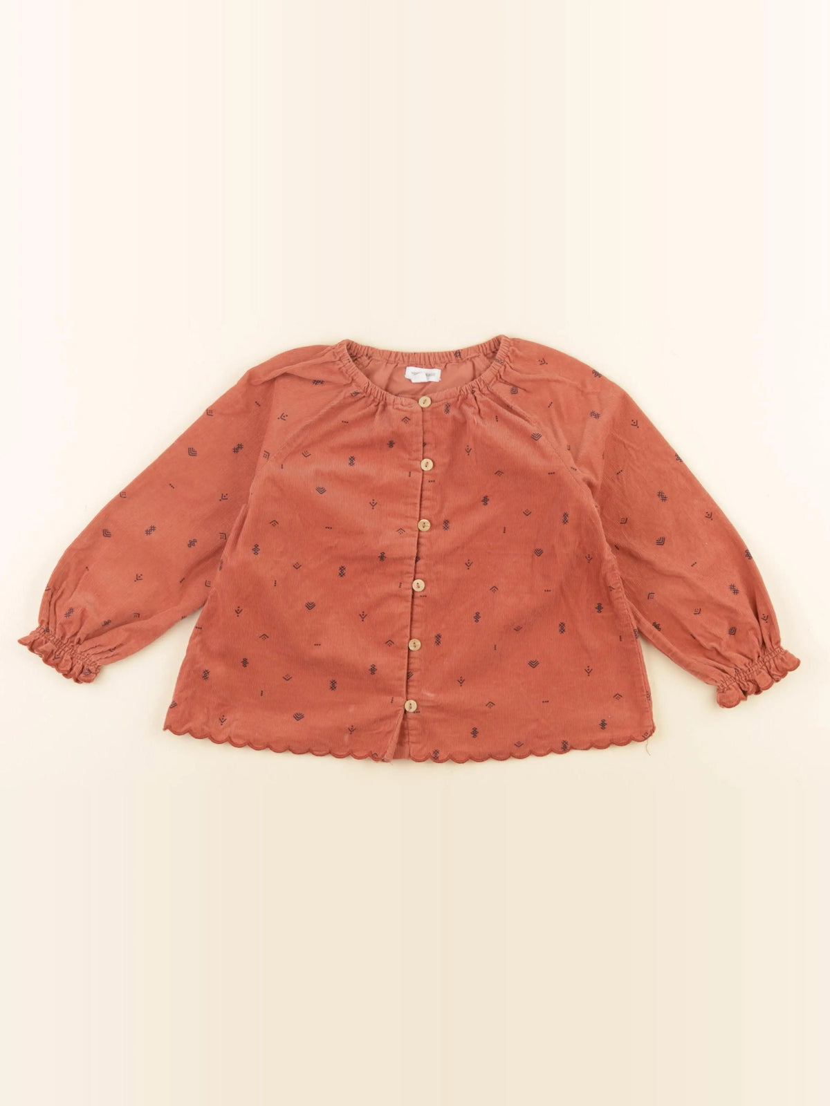 Vertbaudet - blouse velours  orange - 3 ans